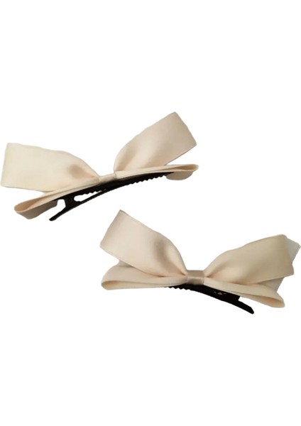 2pcs Sevimli 3D Yay Saç Klipleri Sevimli Tatlı Pembe Kız Patlama Saç Pimi Zarif Tavan Kızları Kadın Saç Aksesuarları Renk: 2pcs Bej (Yurt Dışından)