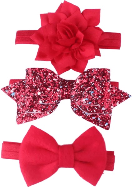 3pcs Bebek Kızlar Parıltılı Yay Kafa Bandı ile Çiçek Elastik Saç Bandı - Küçük Olanlar Için Sevimli Saç Aksesuarları Bir Sizecolor: Kırmızı (Yurt Dışından)