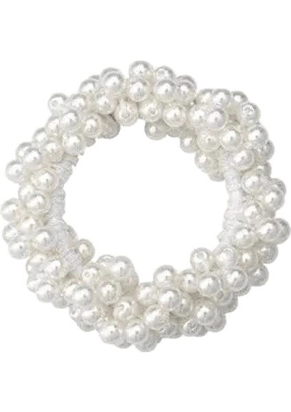 Zarif Bayan Kauçuk Bant Inci Saç Yüzüğü Kızlar Boncuklu Scrunchies Lastik Bantlar At Kuyruğu Saç Aksesuarları Elastik Kafa Bandı Renk: Beyaz (Yurt Dışından)