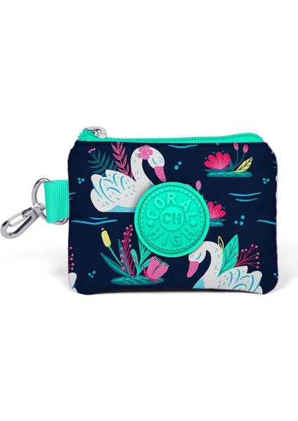 Kids Neon Mercan Lacivert Kuğu Desenli Bozuk Para Çantası 21748