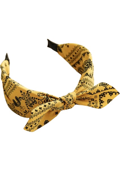 Moda Paisley Bandana Kafa Bandı Kadınlar Için En Iyi Düğümlü Yay Saç Bantları Sevimli Tavşan Kulağı Türban Başlığı Saç Bandı Kızlar Aksesuarları Renk: Parlak Sarı (Yurt Dışından)