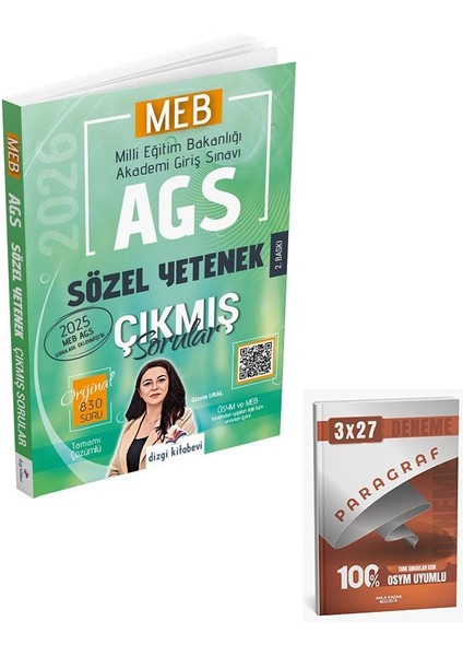 Dizgi Kitap 2026 Meb-Ags Sözel Yetenek Çıkmış Sorular Çözümlü+Anla Kazan Paragraf