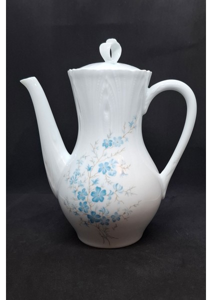 Jammet Seignolles Büyük Boy Porselen Demlik Antika Pot Zarif Mavi 1l