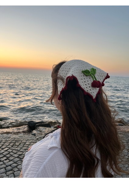 Örgü Bandana, Kirazlı Saç Bandı, Kirazlı Bandana, Örgü Saç Bandı fiyatları