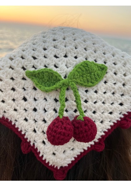 Örgü Bandana, Kirazlı Saç Bandı, Kirazlı Bandana, Örgü Saç Bandı modelleri