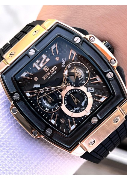 Silikon Kordon Kronometreli Özel Tasarım Kadran 2 Yıl Garantili 5 Atm Erkek Kol Saati Rwd.01