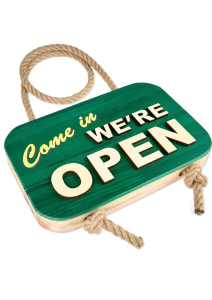 Vintage Ahşap Open-Closed Tabelası