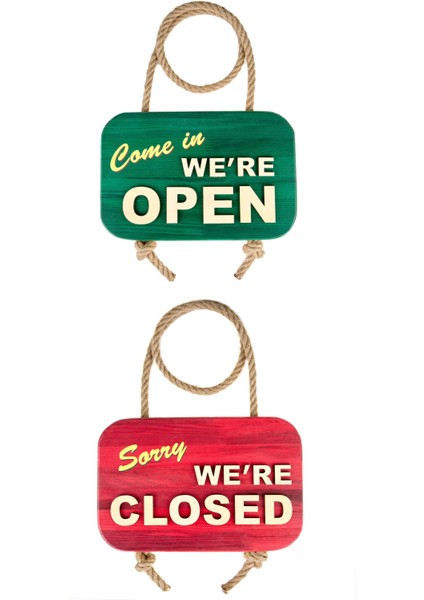 Vintage Ahşap Open-Closed Tabelası modelleri
