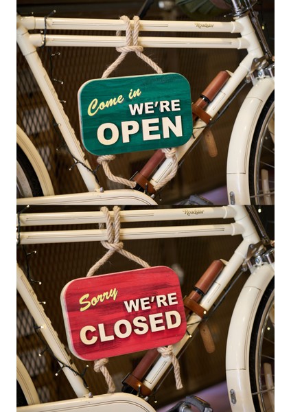 Vintage Ahşap Open-Closed Tabelası fırsatları