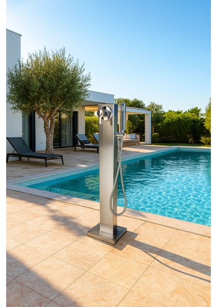 Kısa Paslanmaz Havuz Duş Kulesi Sıcak Soğuk