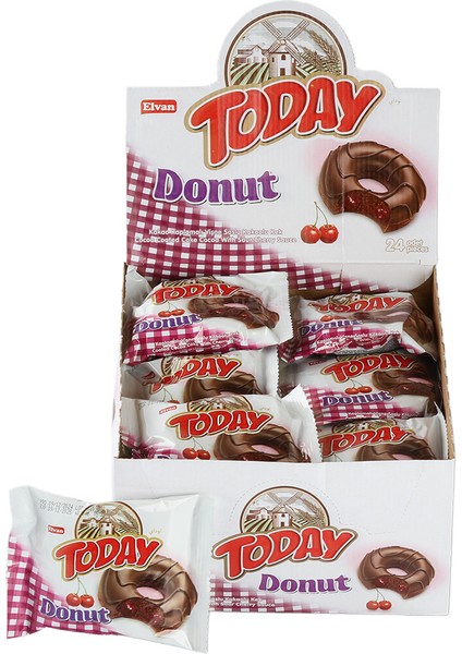 Today Donut Kek Vişneli 35 gr 24 Adet (1 Kutu)