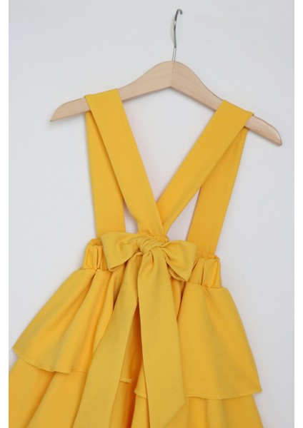 Kız Çocuk Helen Sarı Askılı Kat Kat Bağlama 23 Nisan Jile Elbise fiyatları