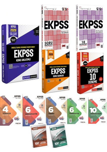 Pegem+Yargı 2026 E-Kpss Engelli Kamu Personeli Seçme Sınavı Konu+Soru+Deneme Seti