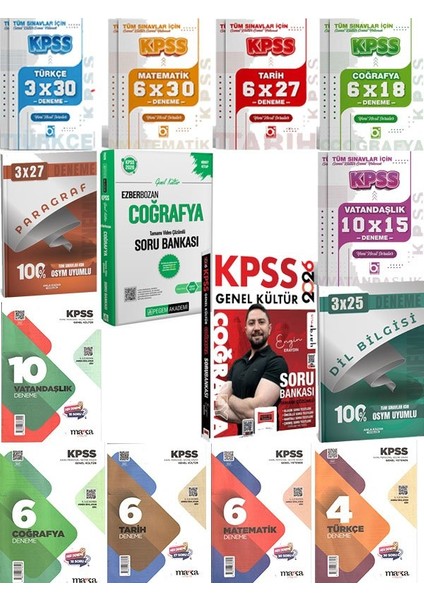 Yargı+Pegem 2026 Kpss Genel Kültür Tamamı Çözümlü Coğrafya Soru Bankası Seti+69 Deneme