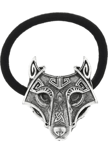 Moda Kafası Mücevher Iskandinav Vikings Aksesuarlar Kristal Kurt Başı Siyah Elastik Saç Kauçuk Bantlar Hayvan Hair Halat Kadın Renk: B (Yurt Dışından)