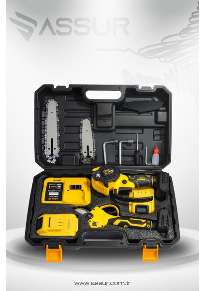 18V Çift Akülü Çelik Şanzıman Dal Budama Makası & Testeresi 2 Li Set modelleri