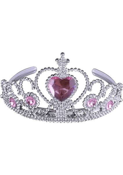 Güzel Plastik Saç Bantları Mavi Rhinestone Prenses Taç Kafa Bantları Kalp Doğum Günü Tiara Kızlar Saç Aksesuarları Metal Renk: Gök Mavisi (Yurt Dışından)