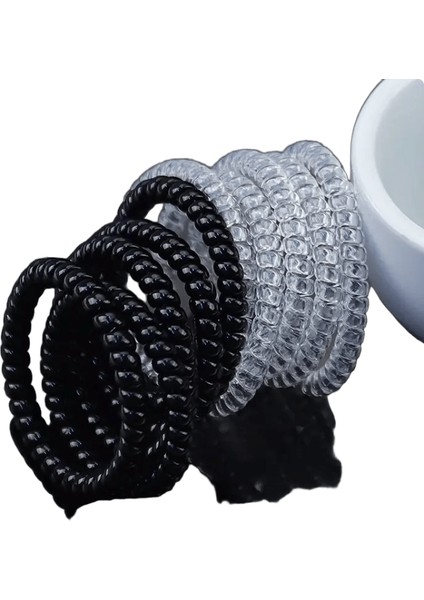 Spiral Saç Bağları Kadınlar Telefon Tel Kablosu Saç Yüzüğü Elastik Kafa Bantları Kauçuk Bant Scrunchies Meapwear Saç Accessoriescolor: 1pc Siyah (Yurt Dışından)