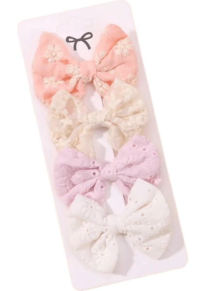 4pcs/set Tatlı Saç Yayları Saç Klipsleri Çocuklar Güzel Bowknot Saç Pimleri Kızlar Için Saç Aksesuarları Baskı Içi Boş Saç Çeşidi Hediye Renk: 3746-13 (Yurt Dışından)