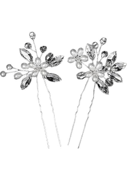 Moda Inci Kristal Saç Tokaları Gelin Taç Saç Aksesuarları U Şeklindeki Pin Metal Ette Düğün Partisi Saç Klipleri Için: HS-J7123G (Yurt Dışından)