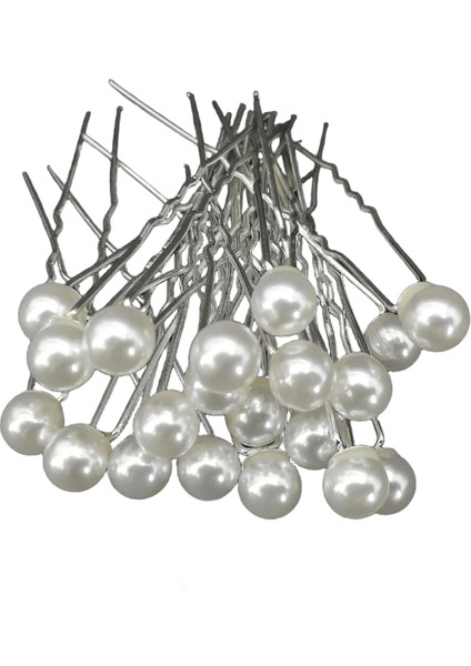 Gelin Düğün Saç Aksesuarları Rhinestone Saç Pimleri Kadınlar Için Çatallar Inci Saçkoplar Gelin Başlık Partisi Mücevher Dropship Metal Renk: Pearl 20PCS 8mm (Yurt Dışından)