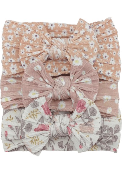 3pcs Örgü Yaylar Bebek Kafa Bantları Çok Yenidoğan Kız Bebek Kafa Bandı Elastik Naylon Çocuklar Türban Çocuklar Bebek Saç Aksesuarları Renk: C13 (Yurt Dışından)