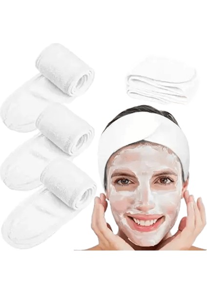 Ayarlanabilir Baş Band Kadın Spa Geniş Saç Bandı Yoga Banyo Duş Makyaj Yüzü Kozmetik Kafa Bandı Yumuşak Havlu Saç Aksesuarları Renk: Beyaz-3pcs (Yurt Dışından)