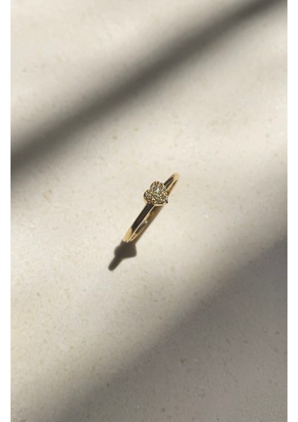 14 Ayar Altın Taşlı Kalp Yüzük fırsatları