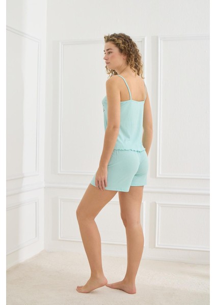 Kadın 70702-941 Ip Askılı Kaşkorse Şort Takım Mavi modelleri