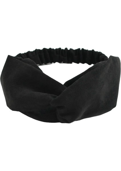 Çapraz Türban Katı Kafa Bantları Kadınlar Twist Düğümlü Boho Süet Saç Bantları Kızlar Için Tatlı Yay Headwrap Vintage Saç Aksesuarları Renk: Siyah (Yurt Dışından)