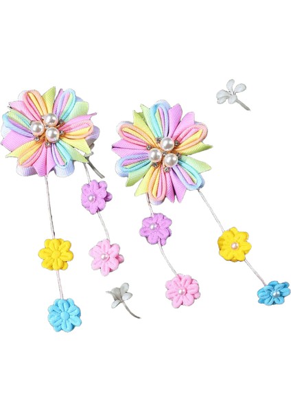 2pcs Kızlar Için Çiçek Saç Klipleri Tatlı Boncuk Püsküllü Saç Tokaları Butik Ortanca Saç Çiğneme Başlık Çocukları Saç Aksesuarları Renk: 2pcs Tip 03 (Yurt Dışından)
