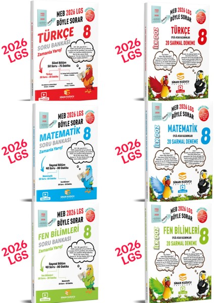 2026 LGS Türkçe Matematik Fen Soru Bankası ve Ilk Doz Deneme 6'lı Seti