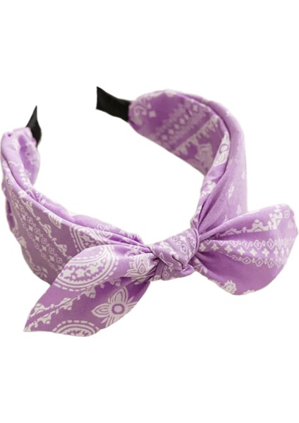 Moda Paisley Bandana Head Band Kadınlar Için Üst Düğümlü Yay Saç Bantları Sevimli Tavşan Kulak Türban Headwrap Saç Band Kız Aksesuarları Renk: Mor (Yurt Dışından)
