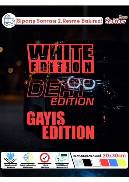 White – Dert – Gayış Edition Sticker | Mizahi Araç Yazısı – 20X30 cm