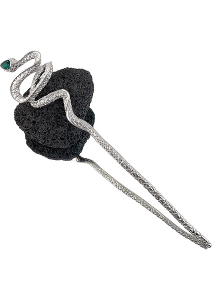 Vintage Yılan Şekli Saç Çubukları Kadınlar Için Saç Tokaları Punk Çin Tarzı Yeşil Rhinestones Çubuk Saç Modeli Saç Aksesuarları Metal Renk: Black-02 (Yurt Dışından)