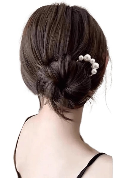 2pcs Koreli U Şekilli Inci Saç Tokaları Saç Klipleri Kadınlar Için Zarif Metal Çatallar Vintage Inci Saç Tokaları Saç Şekillendirme Araçları Hediyeler: A-Golden (Yurt Dışından)