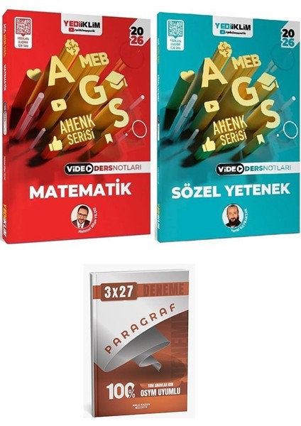 Yediiklim 2026 Meb-Ags Matematik Sayısal + Sözel Yetenek Video Ders Notları 2 Li Set Ahenk Serisi+Anla Kazan Paragraf