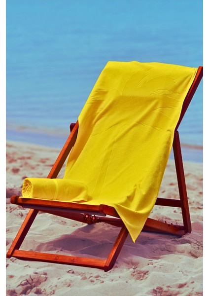 Plaj Çantasına Dönüşen %100 Pamuk Sarı Plaj Havlusu fiyatları