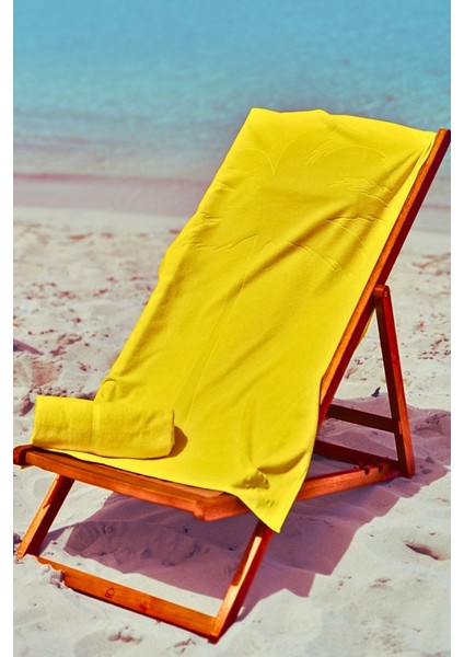 Plaj Çantasına Dönüşen %100 Pamuk Sarı Plaj Havlusu modelleri