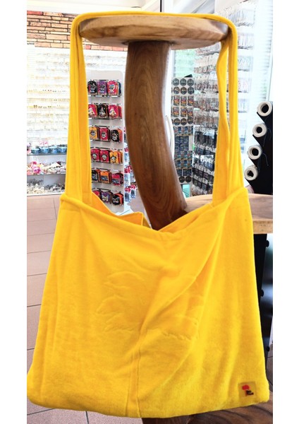 Plaj Çantasına Dönüşen %100 Pamuk Sarı Plaj Havlusu indirimleri