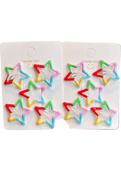 10 Adet/set Kız Kızlar Renkli Geometrik Yıldız Süs Saç Klipleri Çocuklar Klasik Sevimli Ettes Saç Tokaları Çocuklar Saç Aksesuarları Renk: Renkli Yıldız (Yurt Dışından)