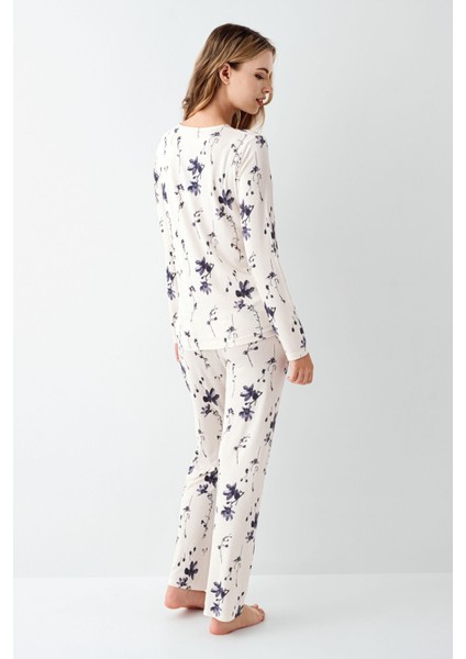 Kadın Krem Gömlek Pijama modelleri