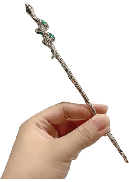 Yeni Punk Yılan Şekli Saç Çubukları Saç Tokası Kadınlar Için Moda Metal Yeşil Kristal Çubuk Saç Klipsli Pim Şapkası Saç Aksesuarları Metal Renk: Gümüş 03 (Yurt Dışından)