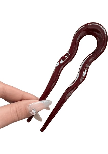 U Şeklindeki Saç Çatalı Moda Kaplumbağa Kabuğu Asetat Akrilik Saç Tokası Geometrik Tasarım Başlık Saç Çubukları Kadın Kızlar Renk: D (Yurt Dışından)