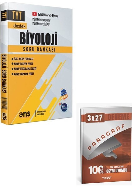 Ens Tyt Biyoloji Destek Soru Bankası+Anla Kazan Paragraf