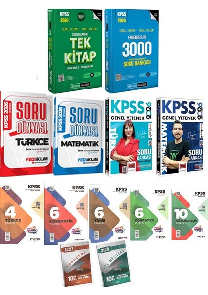 Pegem 2026 Kpss Genel Yetenek Genel Kültür Konu Soru+Yargı+Yediiklim Kpss Türkçe + Matematik Soru Bankası+Marka+Anla Kazan Denemeleri