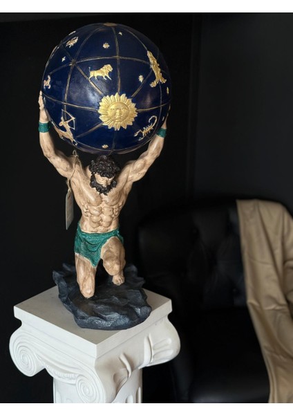 Atlas Heykeli - Gökyüzü Küresi Taşıyan Mitolojik Polyester Biblo fırsatları