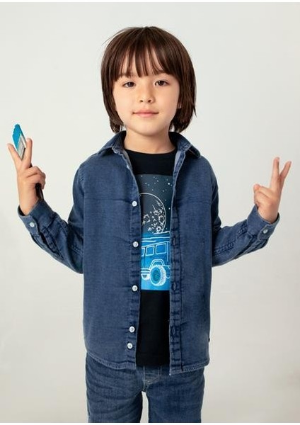 Erkek Çocuk Lacivert Gömlek Denim Uzun Kol 04112 modelleri
