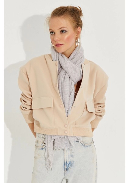 Kadın Vanilya Bomber Ceket QRS8375