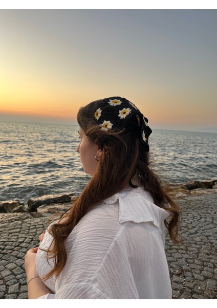 Örgü Bandana, Papatyalı Bandana, Saç Bandı, Örgü Saç Bandı fiyatları